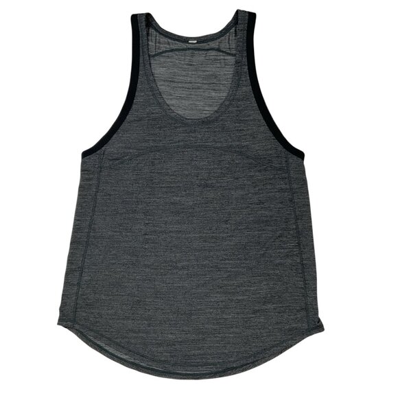 Lululemon On Track Singlet Tank Top 4 Heathered Black Logo Athletic Yoga W1AB6S - Picture 11 of 11